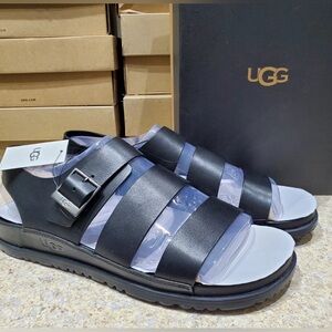 BLACK UGG WAINSCOTT FISHERMAN LEATHER SANDALS 1118912